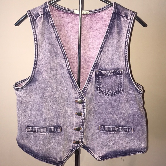 BeBop Jackets & Blazers - BeBop Purple Washed Denim Vest 2X